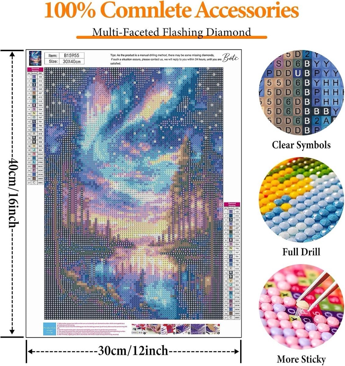 BOTC Diamond Painting Volwassenen - Diamond Painting Kinderen - Diamond Painting Pakket Volledig - Aurora - 30x40cm — afbeelding 6