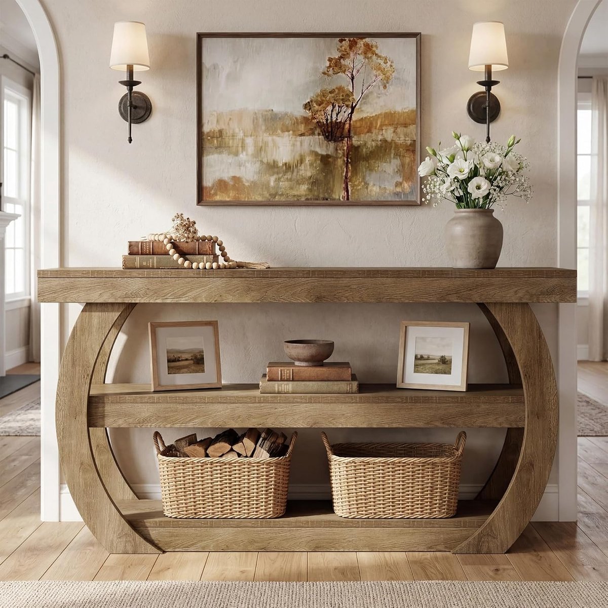 Consoletafel 160 x 30 x 85 cm Industrieel 3-Laags Smal Haltafel Met Opbergruimte – Lange Banktafel Achter Bank Voor Hal, Woonkamer en Entree bruin – Dader