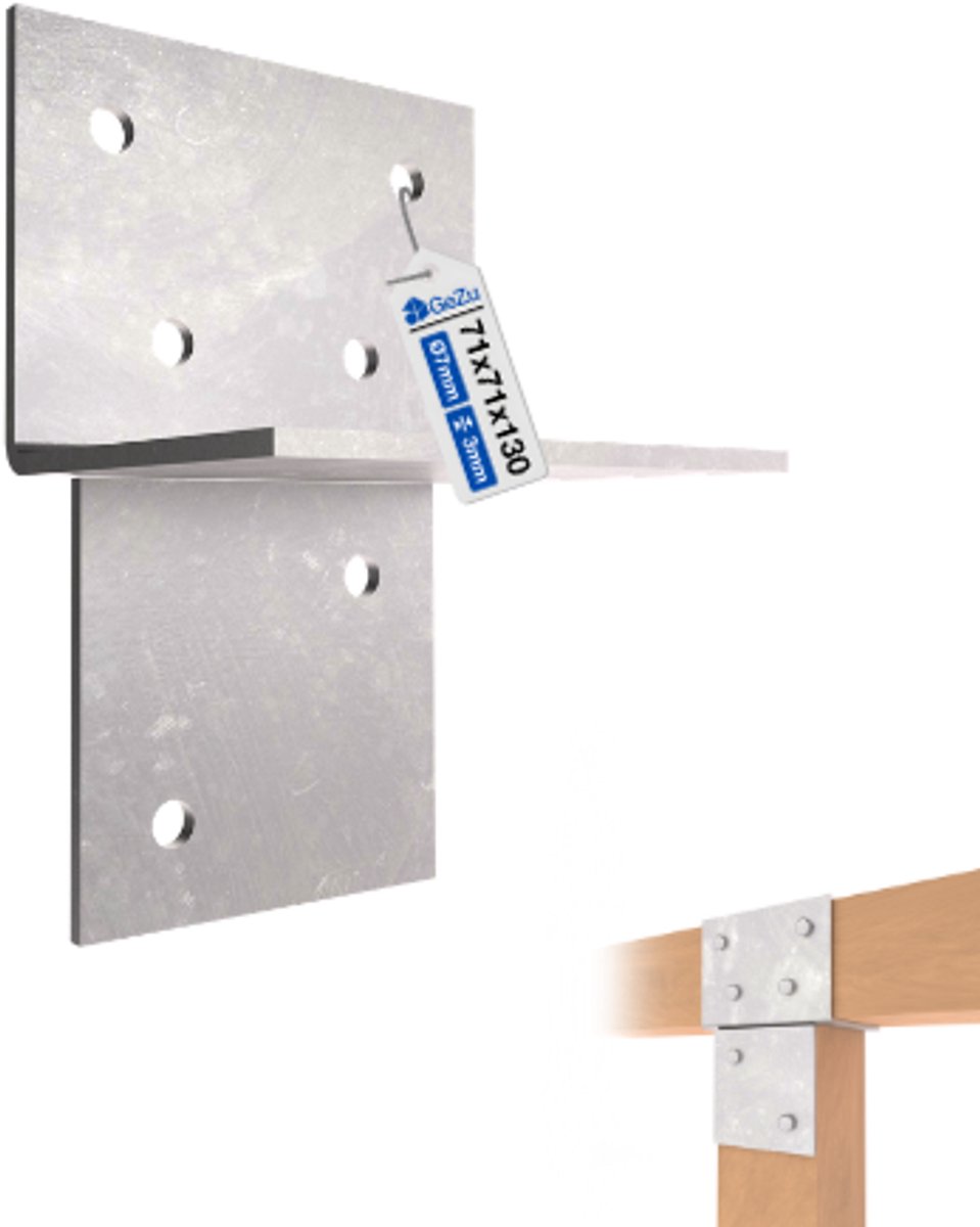 GeZu Impex Houtverbinding T-Stuk 71 × 71 mm – Thermisch Verzinkt