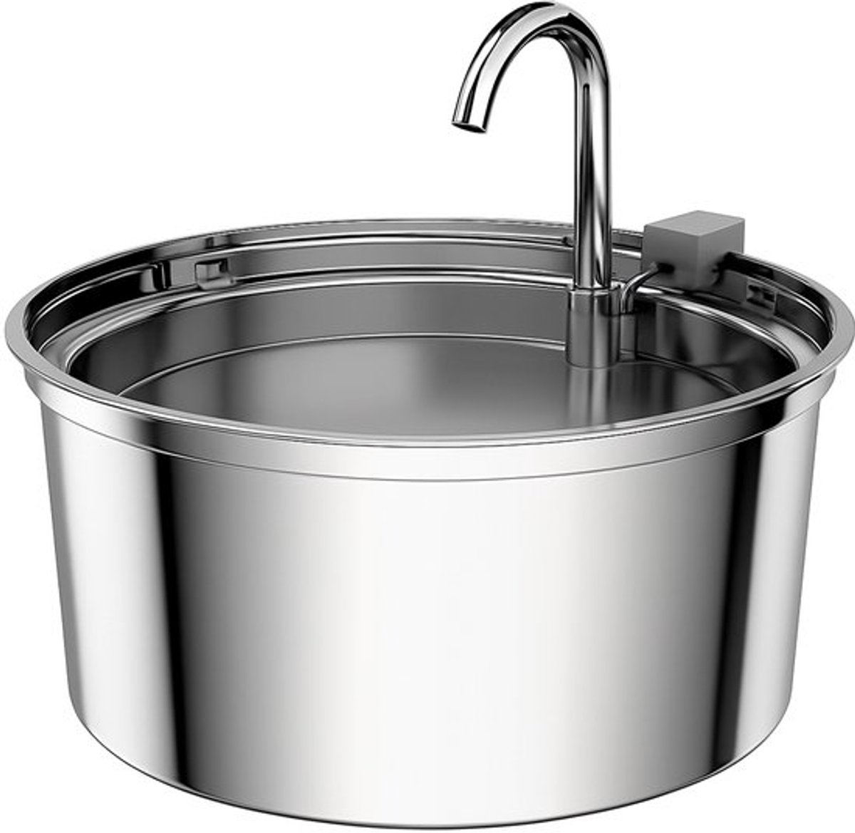 Bol.com Drinkfontein Kat - 3.2 L - RVS - Waterfontein met Venster - Zilver aanbieding