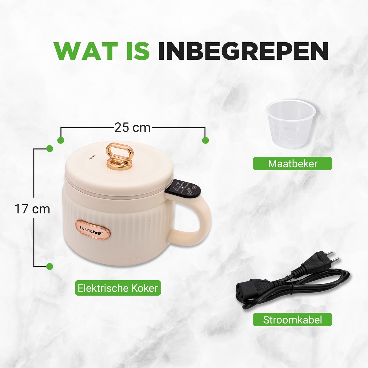 NutriChef Rijstkoker - 1,5L Draagbare Elektrische Multicooker- 6 Kookfuncties - Rijst, Soep, Stoofpot, Pap & Meer - Wit – foto 6