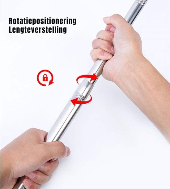 YOR® Schepnet Vissen - Visnet - Telescoop Schepnet - Duurzaam Net met Rubberen Coating - Zilver - 5cm x 22cm x 59cm van Merkloos — afbeelding 4