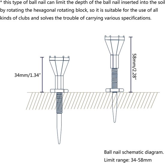 Golf tee set - 5-delig - In hoogte verstelbaar - Verstelbare limiter - Geel van GOLF — afbeelding 5