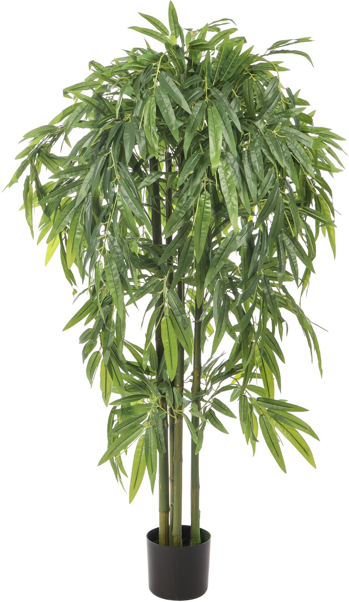 Kunstpalm Kunstplant Bamboe 140 cm – Nep Bamboe Groen – Volle Kunstboom – Onderhoudsvrije Kamerplant