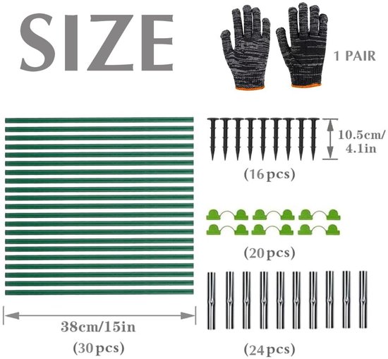 SnelShoppen - 30-delige Tuin Tunnelbogen voor Verhoogde Bedden - 6mm Fiberglass met Plastic Bescherming - Ideaal voor Tuinieren en Kassen van Snelshoppen — afbeelding 3
