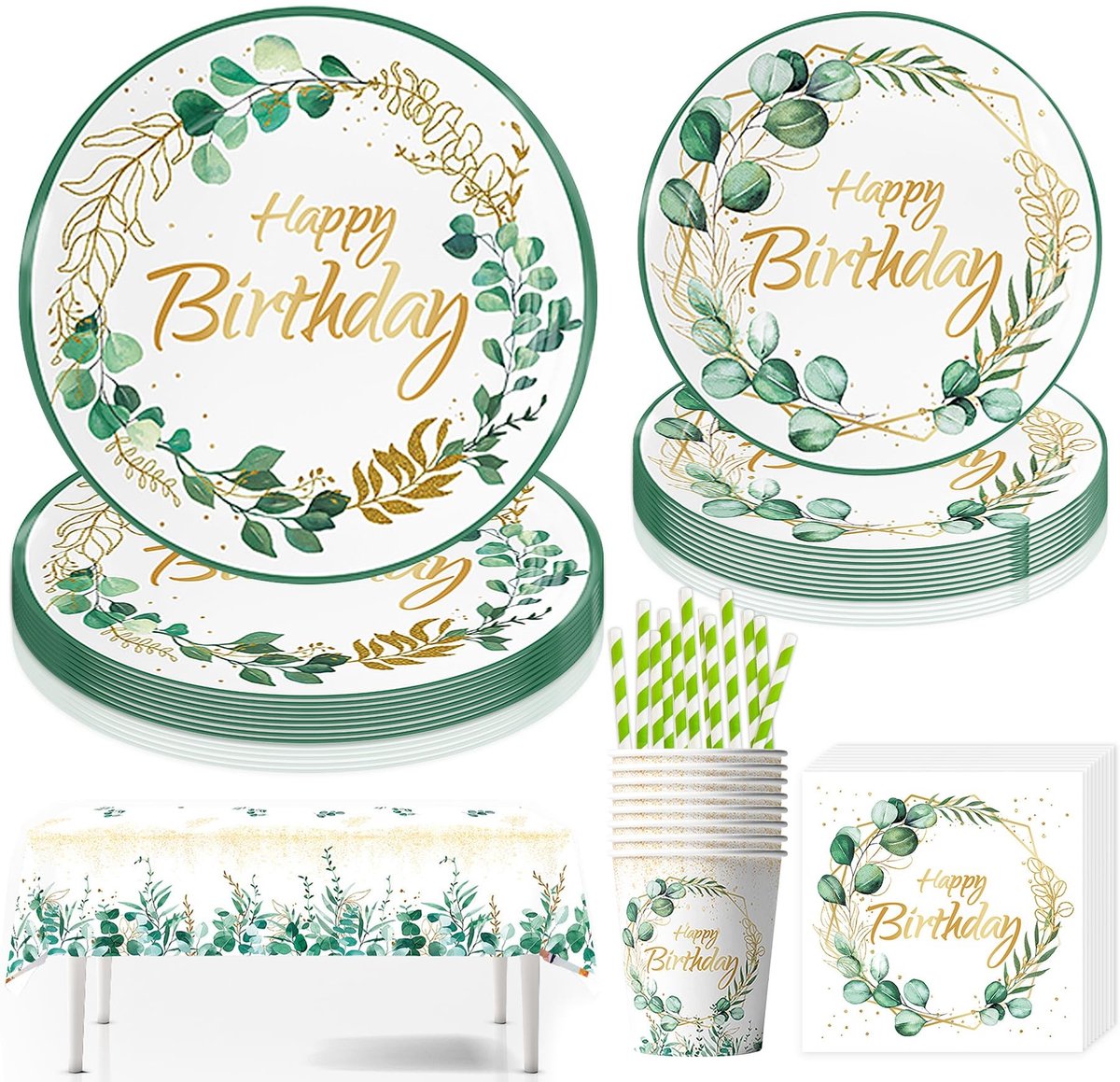 ONF3 - Eucalyptus Tafeldecoratie Set - 51-delige Feestdecoratie - Perfect voor Verjaardagen - Decoratie voor Feestjes - Creëer een Sfeervolle Ta...