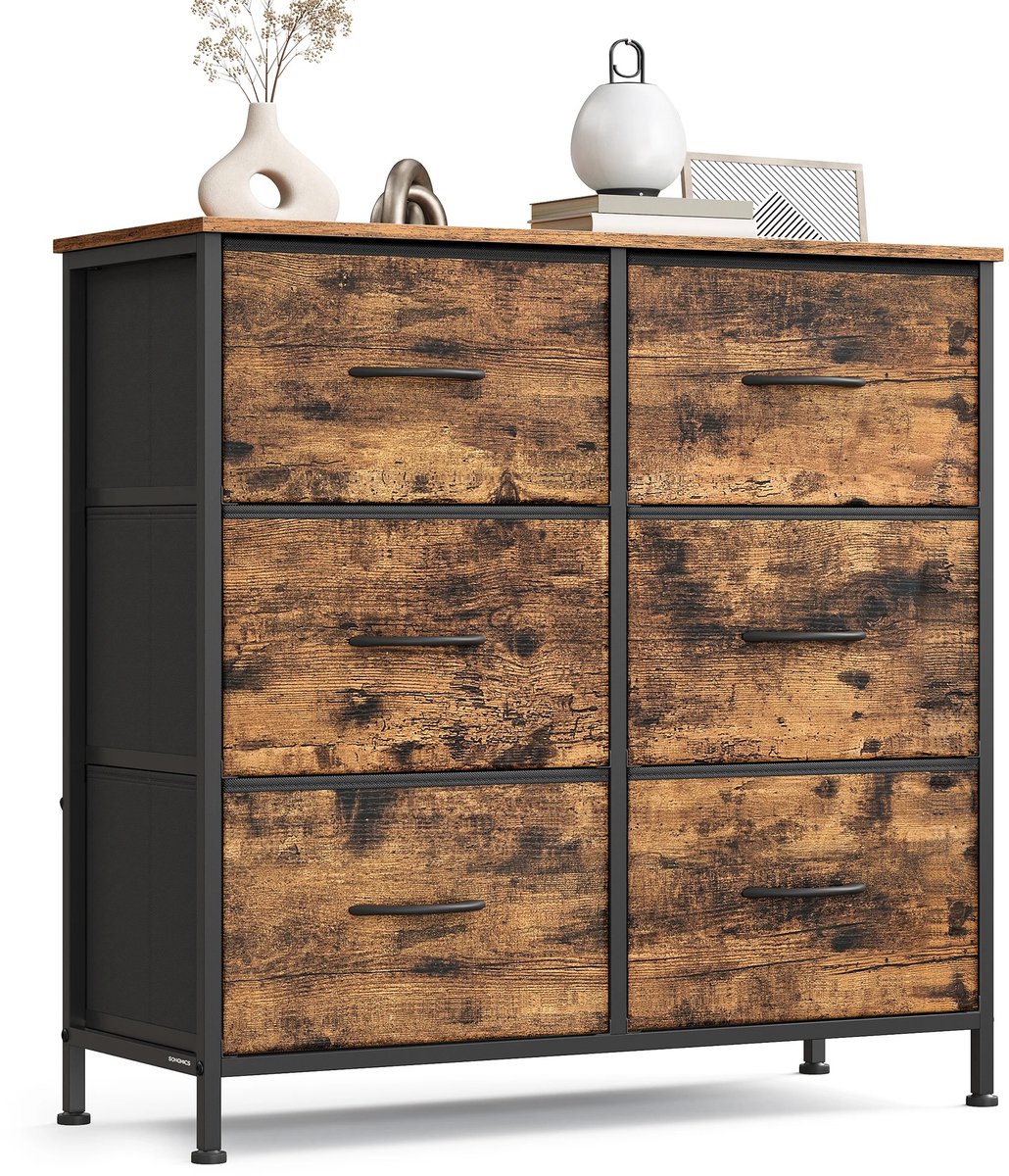 NordHaus Dressoir met 6 Stoffen Lades - Opbergkast - Lade Kast - Ruime Opbergruimte - 76,7 x 30 x 73,7 cm