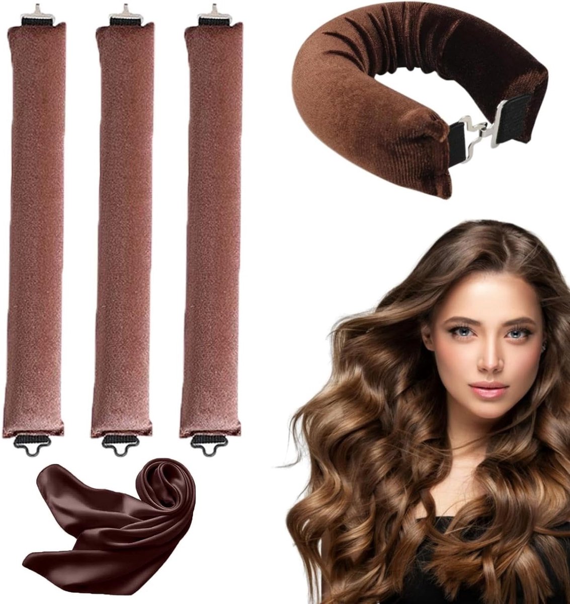 Set van 3 Zachte Haarrollers voor Lang Haar - Hittevrije DIY Zijden Krulrollers voor een Comfortabele Nachtrust en Mooie Krullen