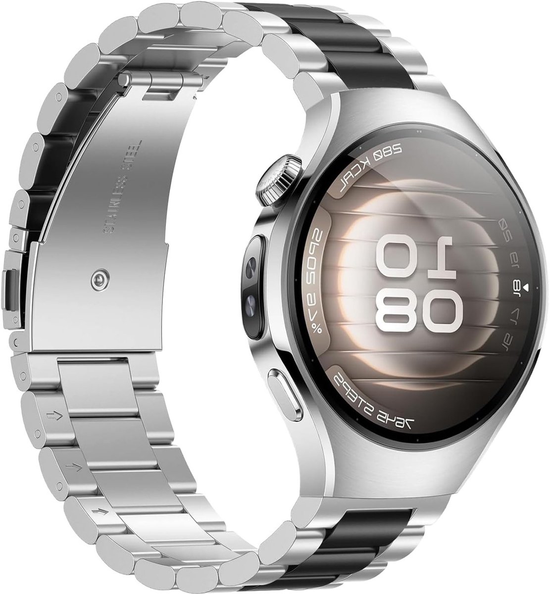 Stalen Horlogeband 18mm voor Smartwatches zoals GT 5, Venu 3S en Forerunner 265S - Zilver en Zwart, Geschikt voor Mannen en Vrouwen