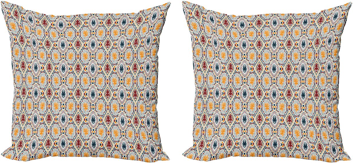 ABAKUHAUS Boho decoratieve kussenhoes, 2-pack, modern accent, dubbelzijdige digitale print, 50x50 cm, oranje bordeauxrood Oranje Bourgogne