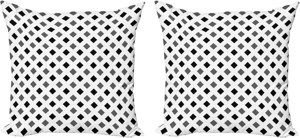 ABAKUHAUS Zwart-witte sierkussens, kussenhoes, 2-pack, Modern Accent dubbelzijdige digitale print, 40x40 cm, Houtskoolgrijs en wit