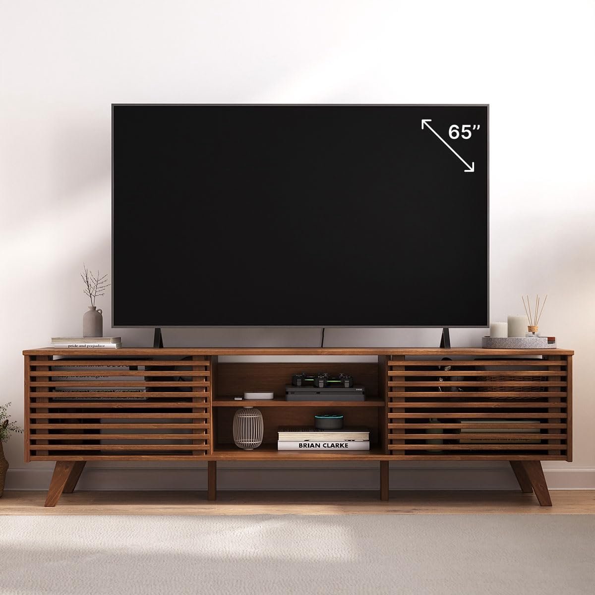 Luxe Massief Grenen TV-Meubel 175x50x38 cm met Schuifdeuren en Verstelbare Planken – Stijlvolle Opbergkast in Kastanjebruin