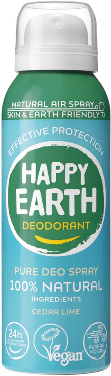 Happy Earth 100% Natuurlijke Deodorant Natural Air Spray Cedar Lime - 100 ml