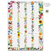 Verjaardagskalender Poster A1 Botanisch – Bloemen Design – Zonder Jaartal – Duurzaam PEFC Papier – Wandkalender