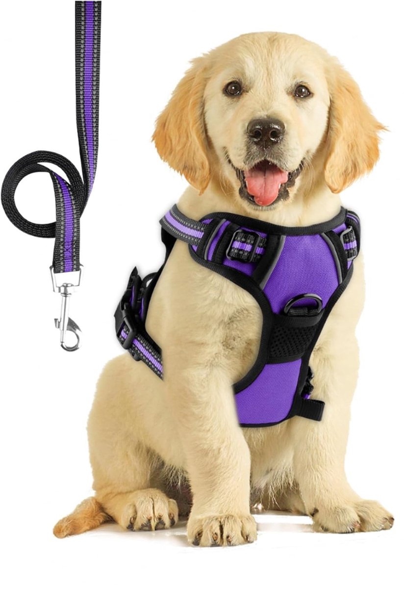 Hondentuig - Hondenharnas - Hondentuigje kleine hond - harnas hond anti trek - donker paars - Verstelbaar tuig voor huisdieren - van Imperatoris