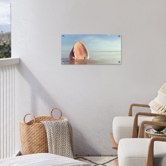 Poster de jardin Coquillage - Plage - Mer - 60x30 cm - Toile de jardin - Poster extérieur