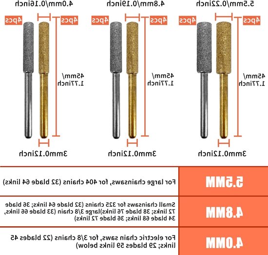 Diamant kettingzaagslijper set - 24 stuks, verschillende maten voor slijpen van Merkloos	 — afbeelding 5