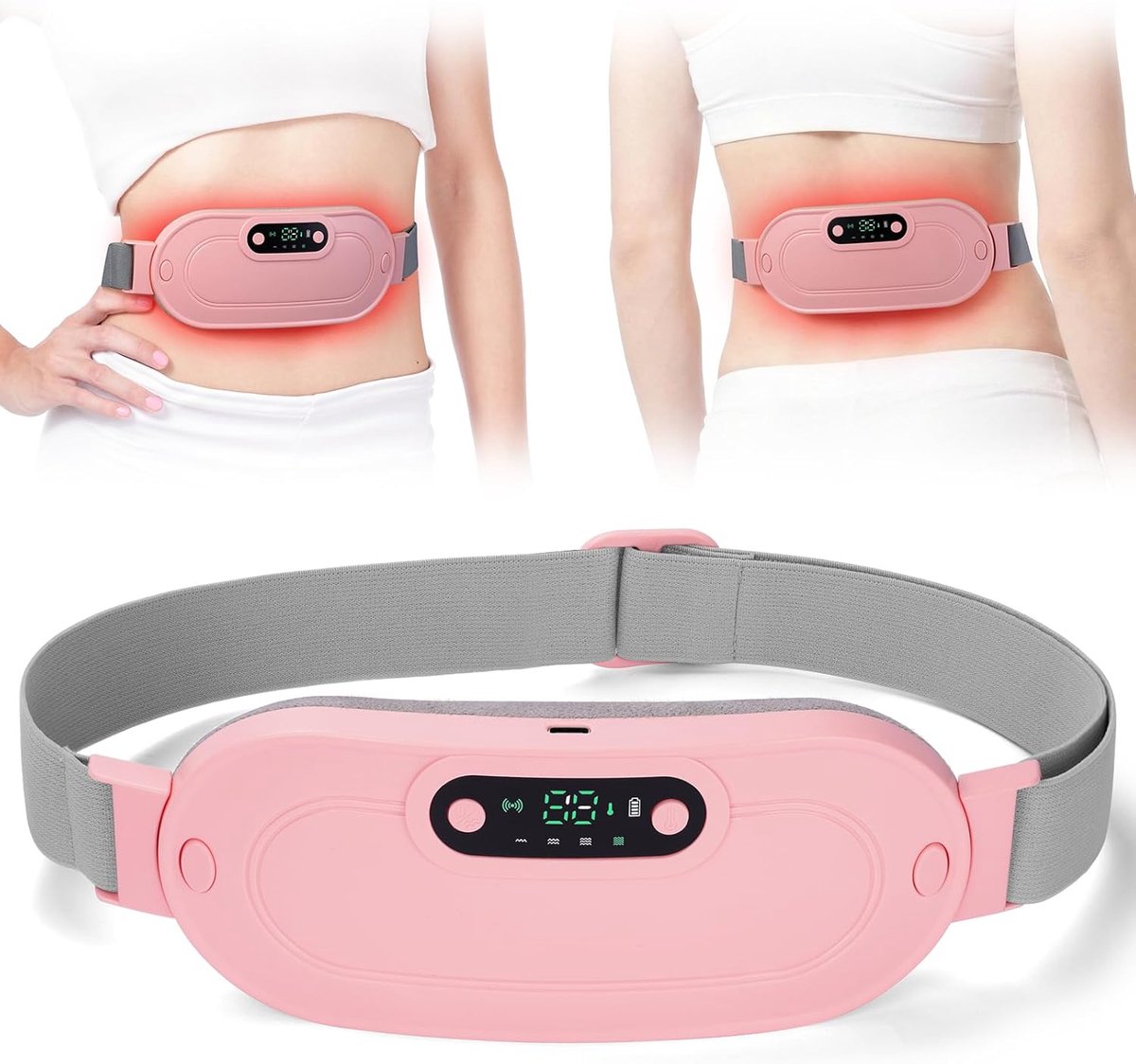 Oplaadbaar Warmtekussen tegen Menstruatiepijn – 3 Warmtestanden & 5 Massagemodi – Draagbaar USB Verwarmingskussen voor Buik & Rug