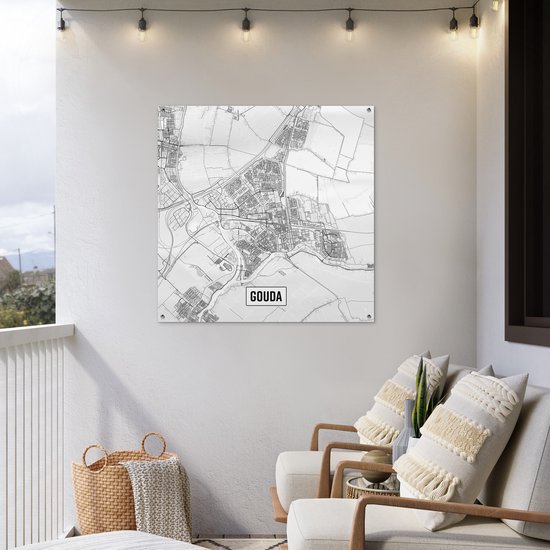 Carte de la ville affiche de jardin Gouda en vrac - Carte 100x100 cm - Toile de jardin / Toile d'extérieur / Peintures pour l'extérieur (décoration de jardin)