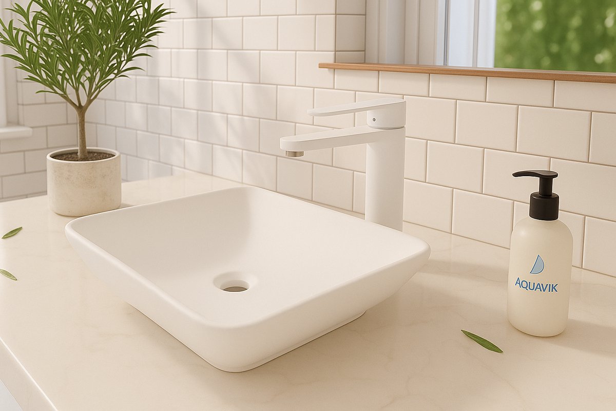 AquaVik Waskom Björkvik Keramisch Rechthoek 58x36x11.5 cm Mat Wit
