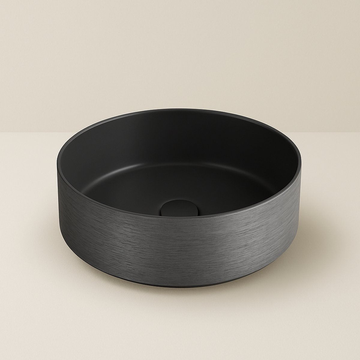 AquaVik Waskom Rundsjö Keramisch Rond 36x36x12 cm Mat Zwart Gunmetal