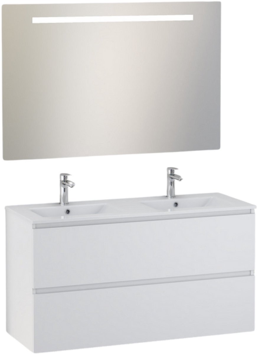 AquaVik Badmeubelset Selja 120x45x85cm Snö Mat Wit Compleet Met Led Spiegel