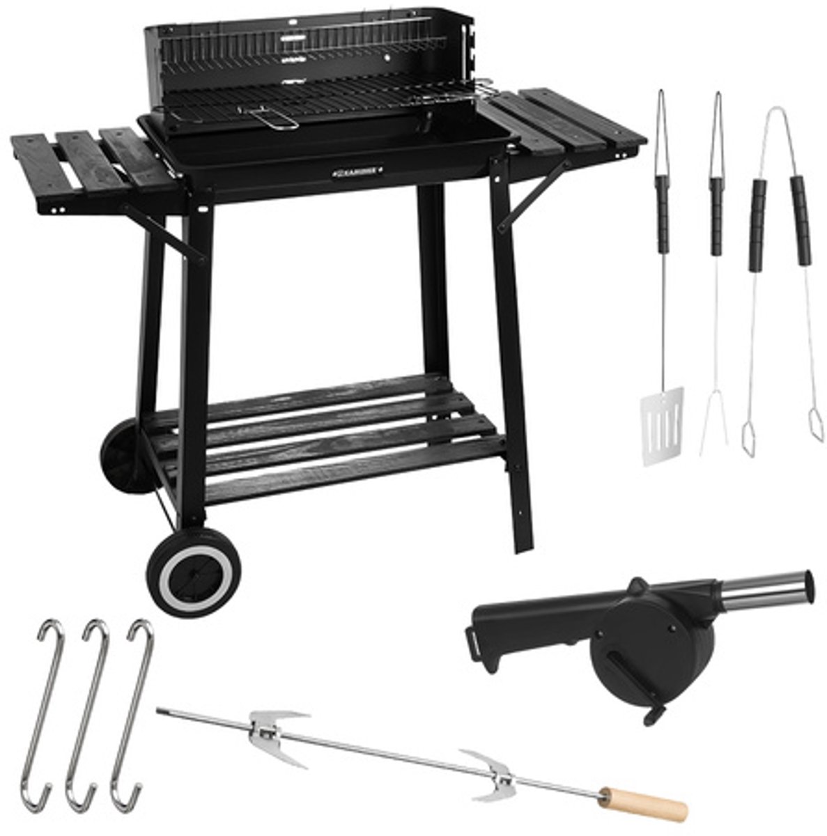 MAXY Houtskool BBQ Grill met Draaispit - Warmhoudrooster thumbnail 4
