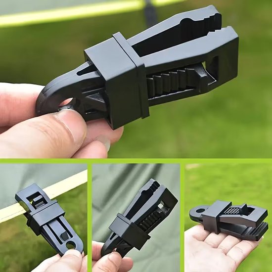 Zeilklemmen Set - 10 Stuks - Heavy Duty Tarp Clips - Tent & Luifel Klemmen - Wind- en Waterbestendig - Voor Kamperen, Caravan & Outdoor - Zwart — afbeelding 4