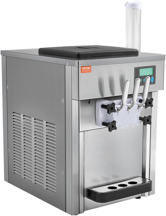 VEVOR Commerciële Ijsmachine, 1800 W, 3 Smaken, Softijsmachine Aanrecht, 2 x 4 Liter Trechter, 2 x 1.8 Liter Cilinder, LCD-scherm, Automatische Reiniging, Voorkoeling van Merkloos — afbeelding 2