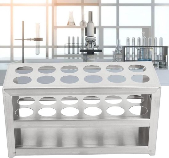 Centrifuge Buisrek - Testbuis Houder - Laboratorium Experimenten - 3 Laags Ontwerp - 12 Gaten 19mm - Metaal — afbeelding 2