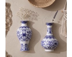 StudioBoho | 2 Handgemaakte Keramieken Wandvaasjes (8x14cm) | Wandvaas Muurvaas Muurvaasjes | Boho Bohemian Wanddecoratie Muurdecoratie | Wandvaasje Wandvaasjes Muurvaasje Muurpot Bloempot Wand Wand Plantenpot Wandpot
