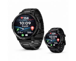 Evy24 Smartwatch GPS 48mm - Sporthorloge Heren en Dames - Belfunctie - Waterdicht - Hartslagmeter - Stappenteller - 2 Bandjes - iOS en Android - Zwart