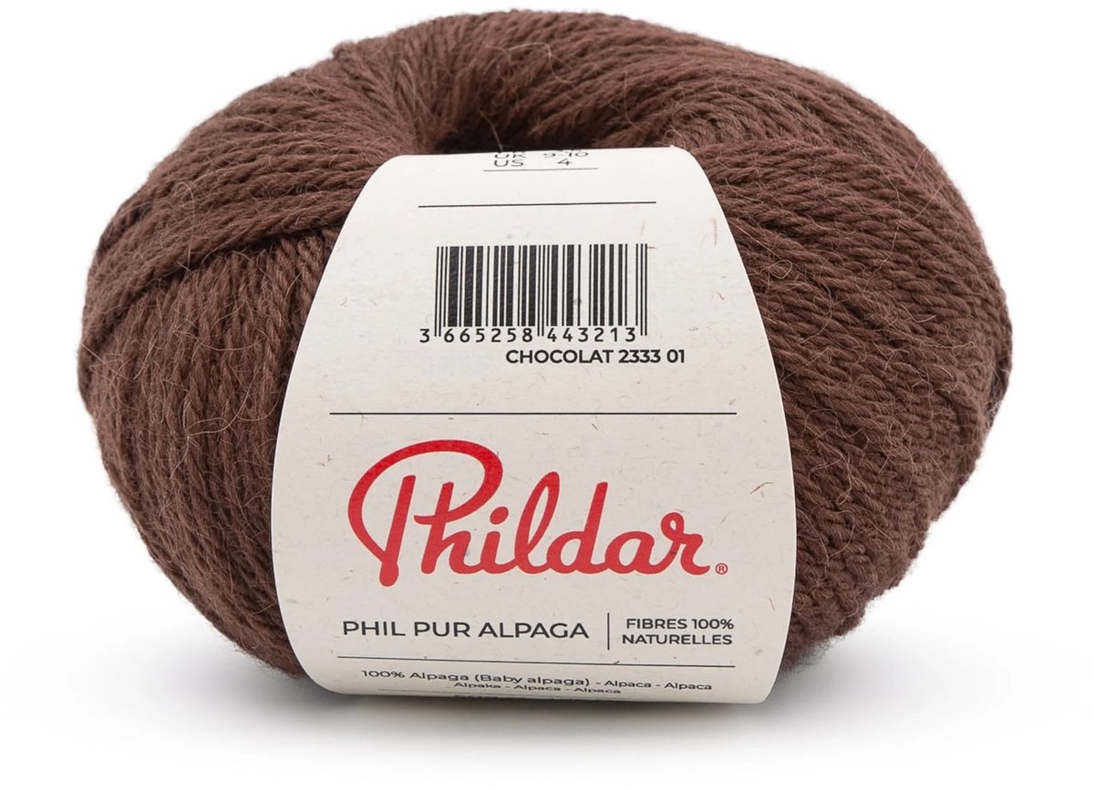 Phildar - Pur Alpaga- 100 % Baby Alpaca premium garen - Wordt per 5 stuks verkocht - Kleur : Chocolat