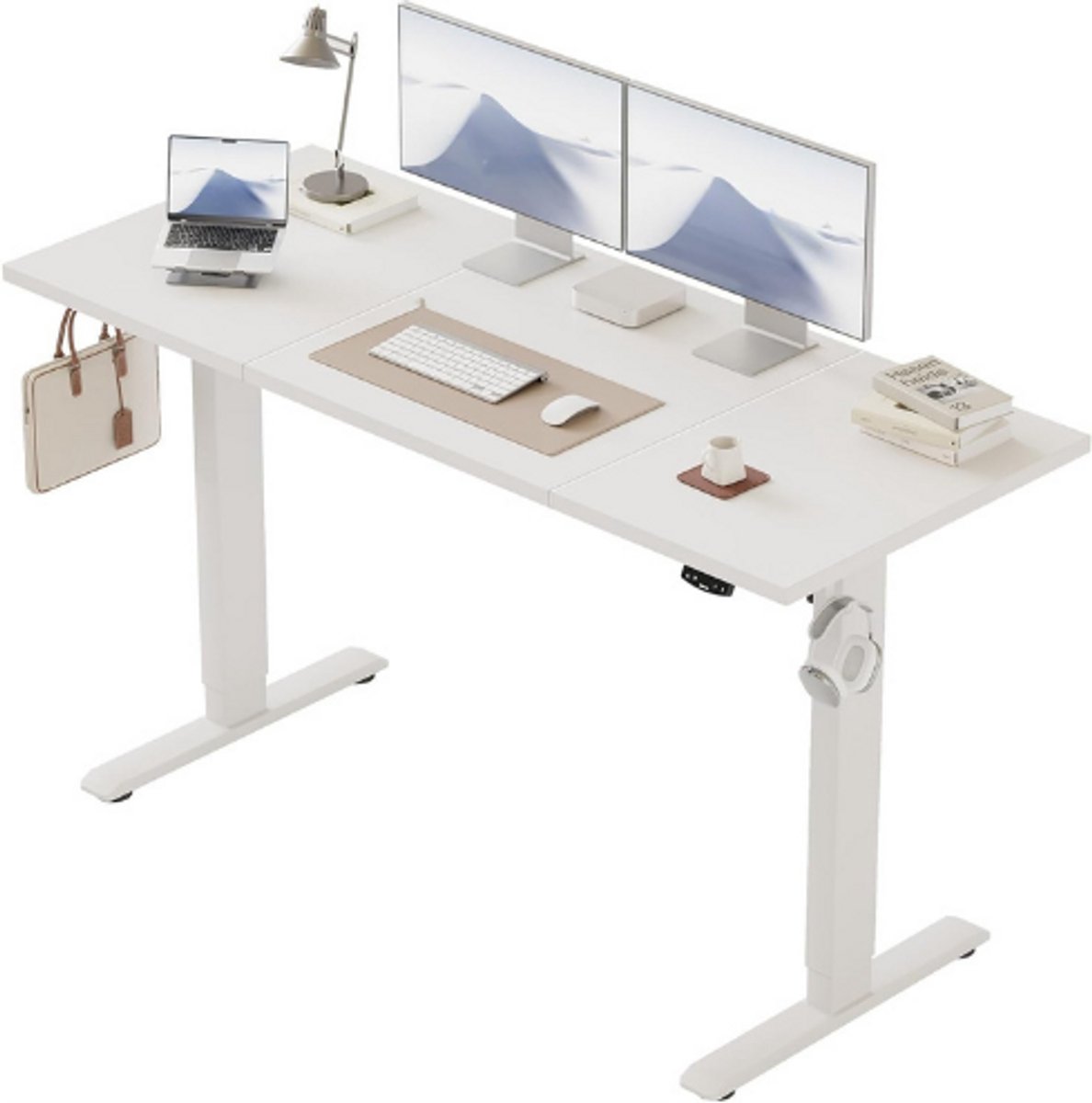 Agilestic Elektrisch Zit Sta Bureau 150x60 Cm - In Hoogte Verstelbaar Bureau Met Geheugenfunctie - Ergonomisch En Stabiel Werkbureau Wit
