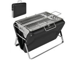 Premie Houtskool Barbecue - Smoker Barbecue - Barbecuegrill - Grillwagen - Houtskoolgrill - Houtskoolgrill met Grillrooster, Handvat en Inklapbare Poten - BBQ voor buiten, tuin & kamperen - 40x28x25,5 cm - Zwart