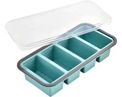 Silicone Freezer Molds - Portion Storage Tray for Soup Broth Sauce | Flexible Silicone Container with Lid, Multi Cube Food Freezing Tray for 250ml 125ml Portions Meal Prep Kitchen Storage