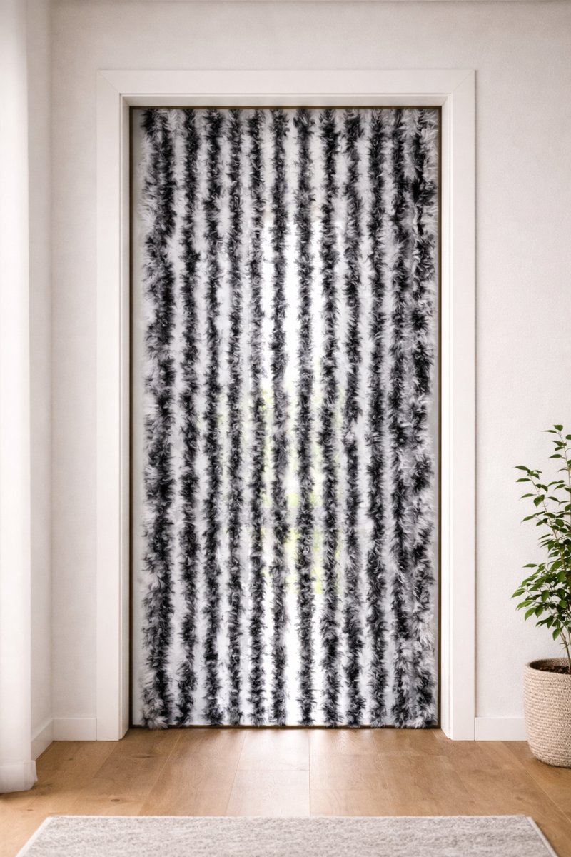 Dutchers® Deurgordijn Kattenstaart Velours – 90x200 cm – Antraciet - Vliegengordijn - Deurhor – 21 Strengen – Insectenwerend & Privacy – Voor Binnen & Buiten