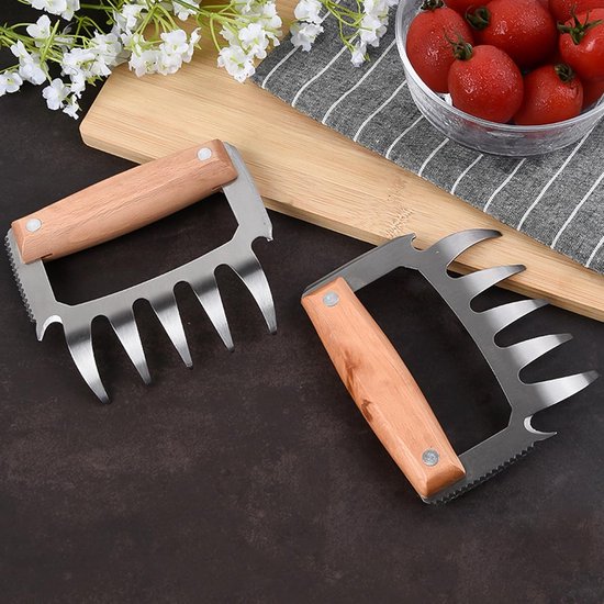 Set van 2 RVS Vleesseparatoren en Vleesklauwen - Multifunctionele Barbecue Accessoires voor Vlees Plukken, Fixeren en Flessen Openen — afbeelding 2