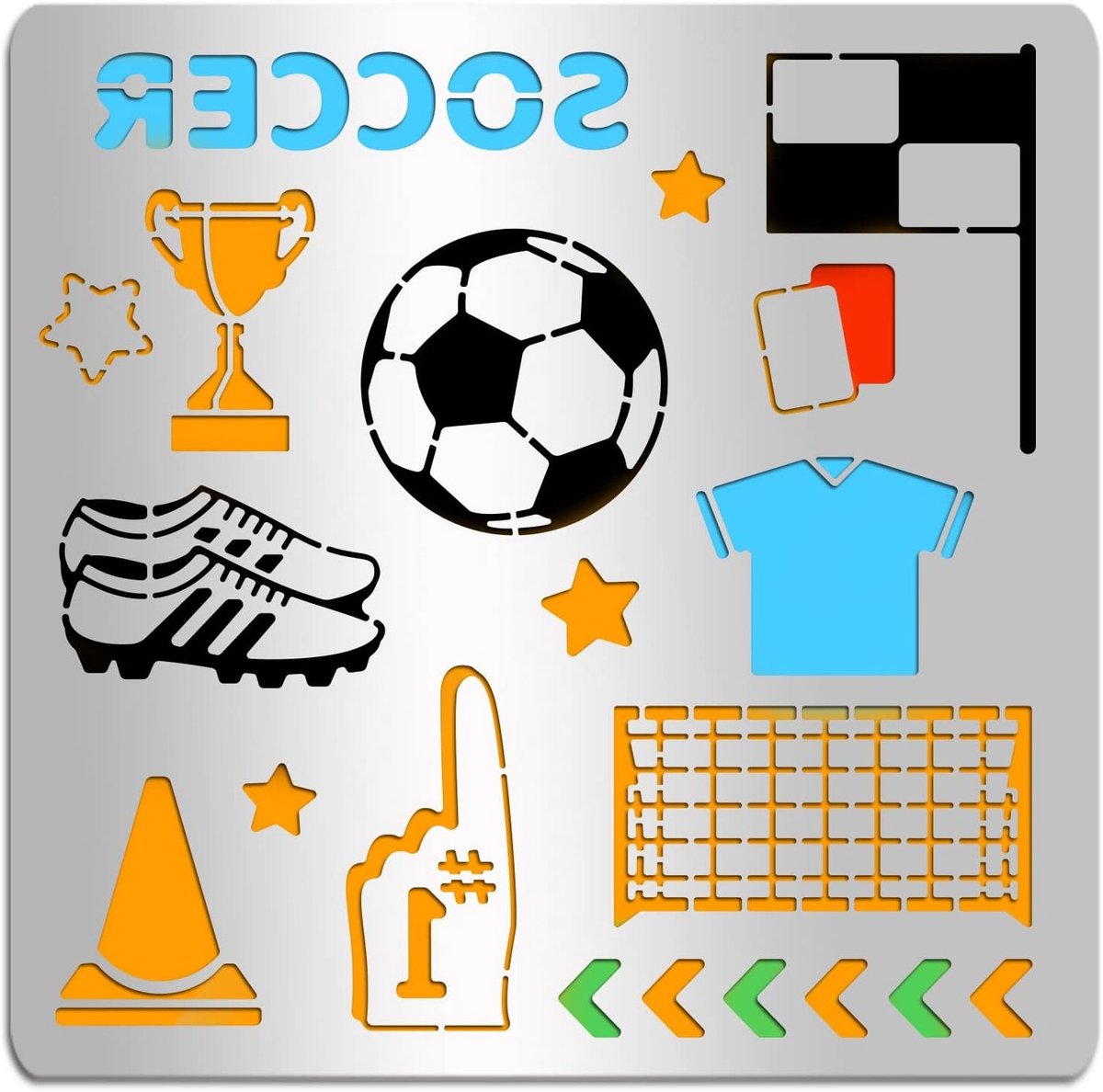 Voetbal sjabloon voor schilderen - RVS sport sjablonen, 6.15 inch kampioenschap trofee, DIY schilderen en scrapbooking decoratie