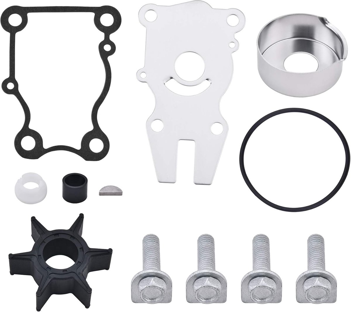 Waterpomp Waaier Reparatieset - 63D-W0078-01-00 - Voor 40/50/60 PK Buitenboordmotoren - Roestvrijstaal & Rubber