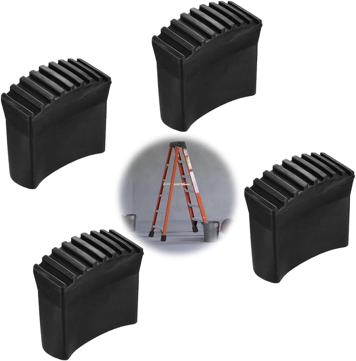 Laddersteunen Rubber 4 stuks - Antislip Voetjes voor Aluminium en Houten Ladders (23x66mm)