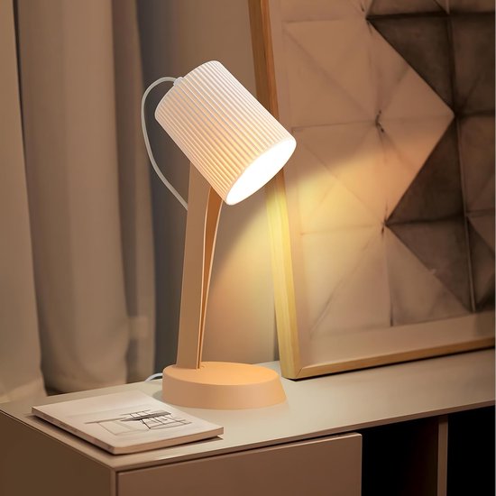 Glitzerlife - Tafellampen Tafellamp - 2 stuks - E14 Bedlampje met snoer - Moderne design tafellamp - Leeslamp slaapkamer - Ø19,5x37,4 cm - Bruin