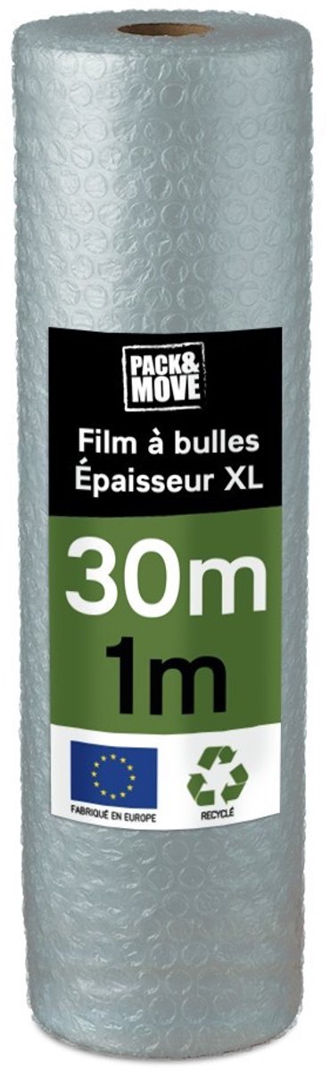 Pack And Move - Gerecyclede Noppenfolie - 1 x 30 M - Verhuizing, Verzending En Bescherming - Kwaliteitsfolie - 70% gerecycled