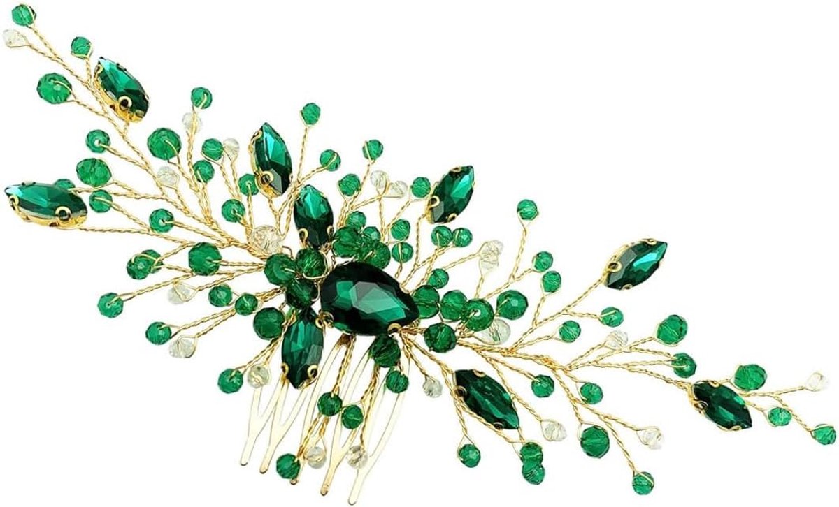 Bruidshaaraccessoire Groene Kristallen Haarspeld voor Feestelijke Gelegenheden