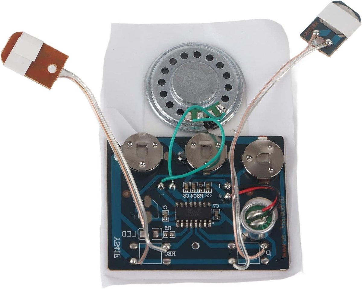 Recordable Music Sound Voice Module Chip 0.5W met Knop Batterij Speaker voor Creatieve Cadeaus, DIY Kaarten en Taartdozen met Dubbele Toetsbesturing