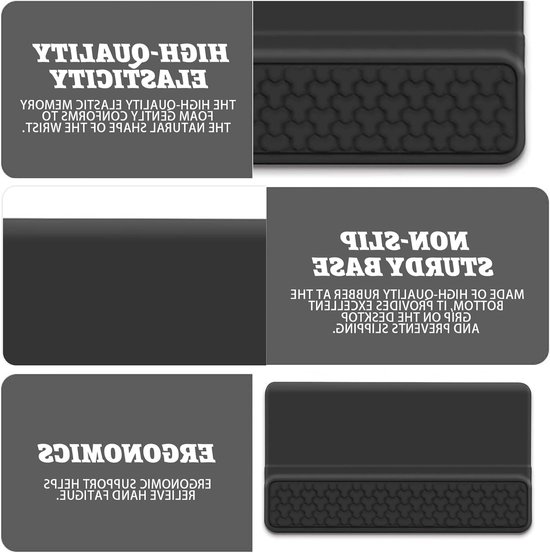 Ergonomische 3-delige set met polssteun voor toetsenbord, muismat en muis van traagschuim - Antislip, Comfortabel voor Kantoor en Thuisgebruik, Zwart — afbeelding 3