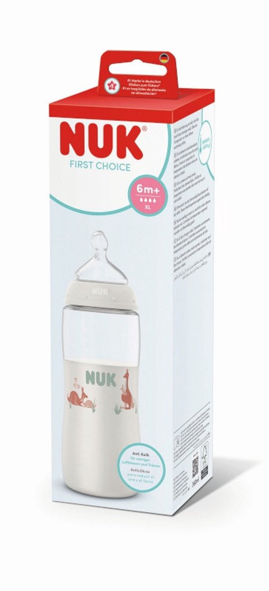 NUK - First Choice+ - babyfles 360 ml - Kangaroo Taupe - 6 maanden + - speen maat : XL | van Nuk — afbeelding 3