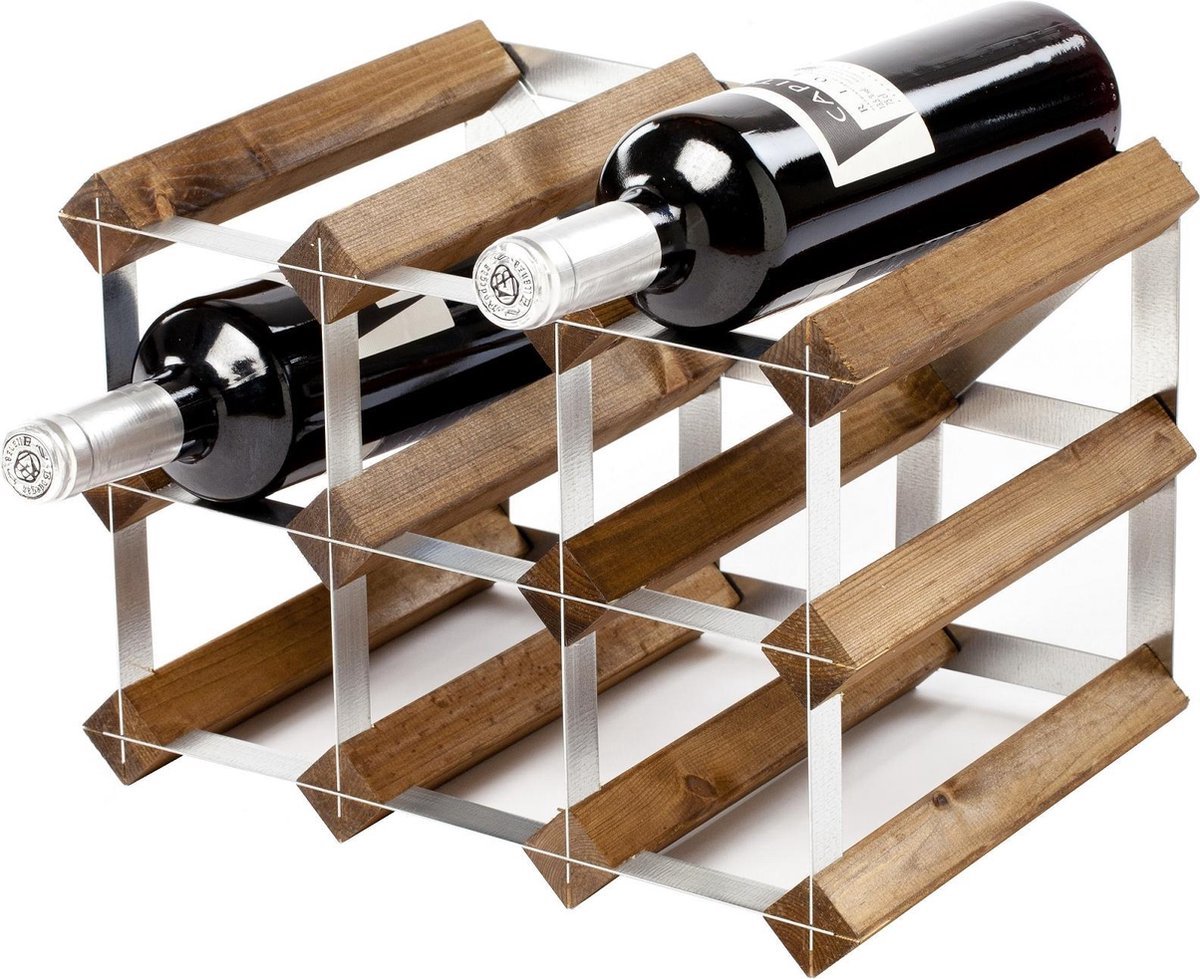 Traditional Wine Rack Co. wijnrek voor 9 flessen donkere eik 32.4x22.8x22.8cm