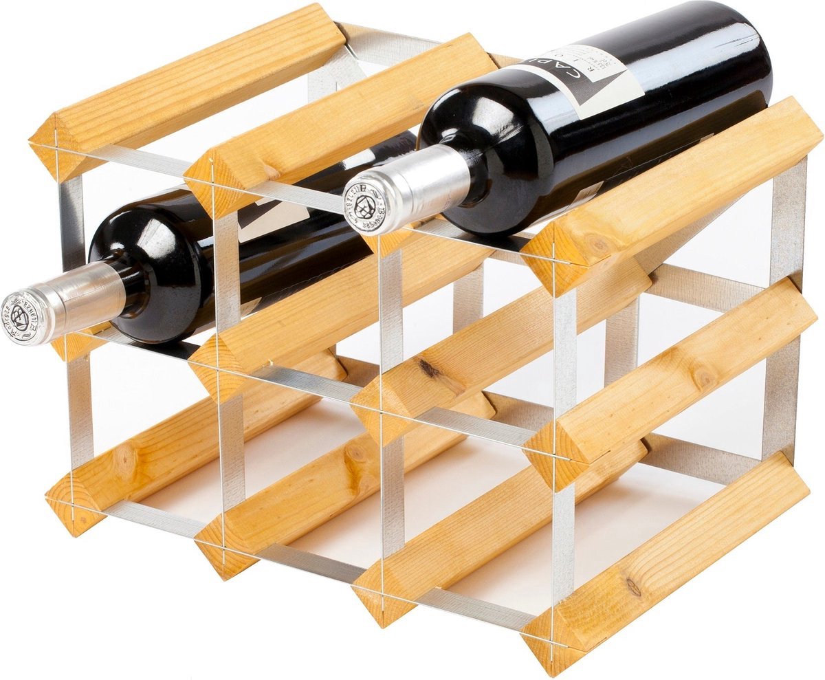 Traditional Wine Rack Co. wijnrek voor 9 flessen lichte eik 32.4x22.8x22.8cm