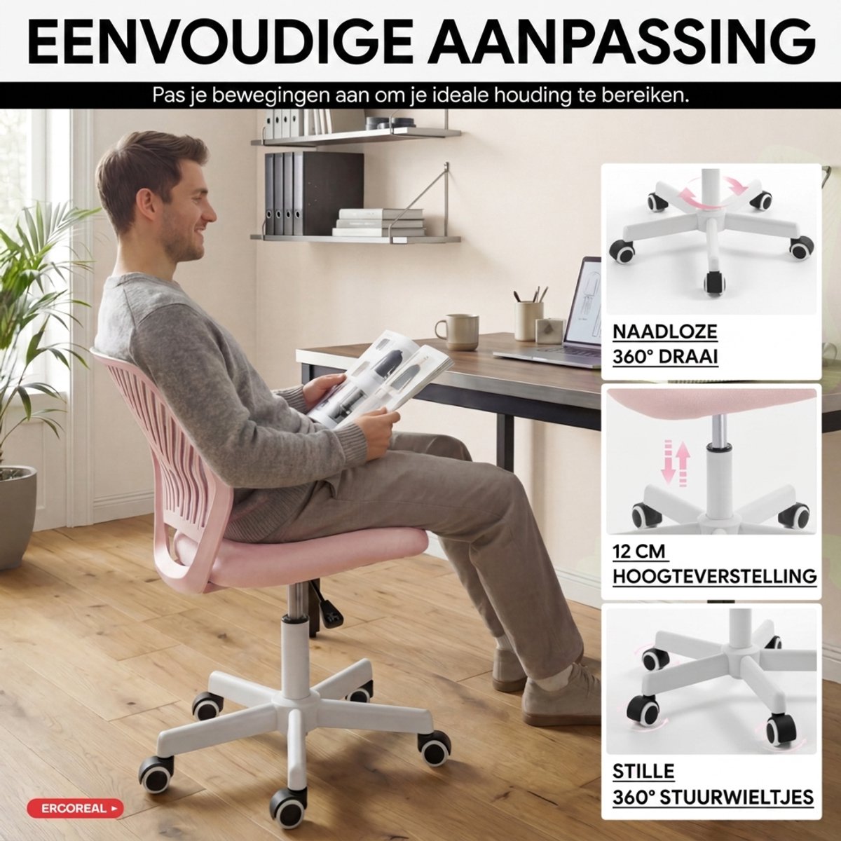 CET PRODUCT SERVICESP.Z O.O. Ergonomische Bureaustoel - Roze thumbnail 2